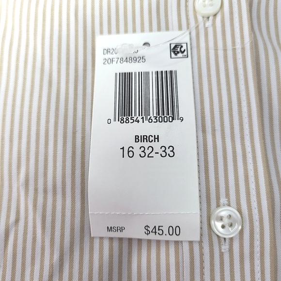 Van Heusen Men's Regular Fit Long Sleeve Striped Dress Shirt Size 16N(L) NWT - Picture 7 of 9